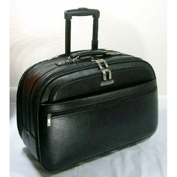 Leather Luggage Business Suitcase Rolling Travel Laptop Briefcase Wheeled Executive Case Mobile Office Black Walmart Com Walmart Com