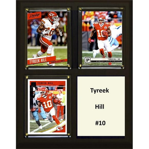 C&I Collectables 810TYRHILL3C NFL Plaque de 8 x 10 Po. Tyreek Hill Kansas City Chiefs Trois Cartes