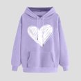 thumbnail image 2 of YUGYXL Womens Oversized Hoodies Comfy Long Sleeve Heart Graphic Pullover Trendy Cute Print Sweatshirts with Pocket Purple XXL, 2 of 6