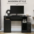 thumbnail image 3 of Computer Desk with Storage, Home Office Laptop Table with Shelves and Drawers, Modern Workstation Desk with Keyboard Tray for Study, Living Room, Black, 3 of 7
