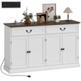 thumbnail image 1 of HOMCOM Buffet avec Station de Recharge, Bahut Rustique de 55 Pouces, Blanc, 1 of 10