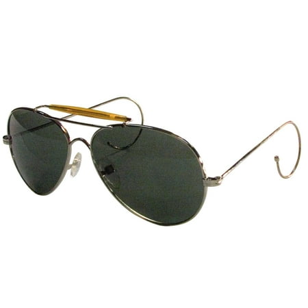 Classic Aviator Sunglasses, Vintage Pilot Green Lenses