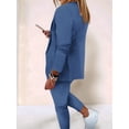 thumbnail image 6 of Two Piece Sets for Women Dressy Suits Long Sleeve Blazer Sets Tapered Suits Business Professional Outfits Denim Blue S, 6 of 7
