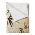 thumbnail image 2 of Bamboo Print Soft Flannel Fleece Throw Blanket, Gradient Bamboo Leaves Flexibility Complex Root Structure Stable Travelers, Cozy Plush for Indoor and Outdoor Use, 50" x 70", Brown Cream, by Ambesonne, 2 of 5