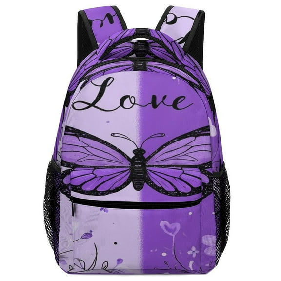 Dreamy Purple Butterfly Pattern (55)-2 Backpack Durable Laptop Canvas BagsBusiness Daypack for Men Women