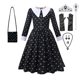 thumbnail image 3 of Addams-vestido de malla negra para niñas, fiesta de baile, cumpleaños, Carnaval, disfraces de Cosplay de Halloween, 3-10 años, 3 of 5