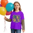 thumbnail image 5 of KKBOTIVE Kids Mardi Gras Outfit Casual Striped Long Sleeve Shirt Round Neck Tops for Boys Girls Daily Festive Tees Pullover, Dark Purple Size: 2-3 Years, 5 of 6