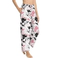 thumbnail image 6 of Salouo Lilies Flowers Print Women's Pajama Pants Casual Loose Sweatpants PJs Flowy Pants Drawstring Palazzo for Women Wide Leg Pants Lounge Pajama -Medium, 6 of 8