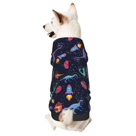 Gaeub Space Dinosaur Print Small Pets Wear Hoodies Dog Pullover Cat Apparel Fashion Pet Clothing for Small Medium Dogs and Cats-XX-Large