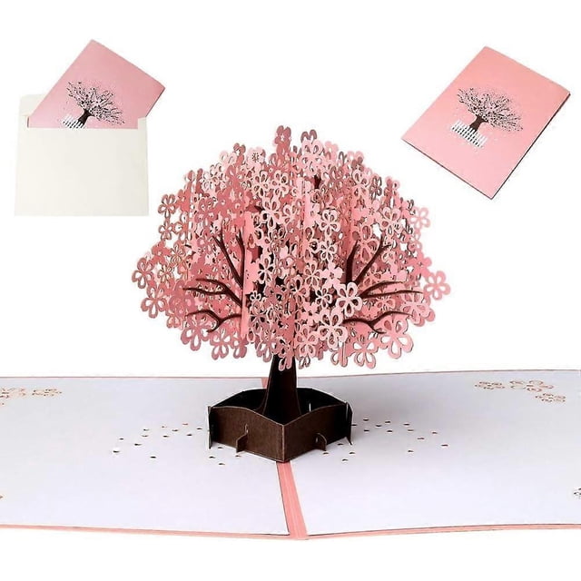 Pop-up 3D Card, Birthday Invitation Wedding 3D Cherry Blossom Tree Valentine's Day Christmas Envelope Love Card