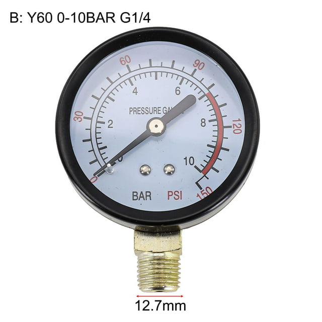 BTOER Y60 0-1.6Mpa 0-230PSI Pool Filter Water Pressure Dial Hydraulic Pressure Gauge Meter Manometer G1/4 Thread Dial Digital Display