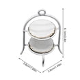 thumbnail image 4 of Mini-House Miniature Cake Rack with Two Dishes Dessert Tableware ceramic materials; Model Lifelike Frame Simulated Kitchen Furniture Table White, 4 of 8