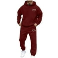 thumbnail image 3 of BXINGOHAI Men's 2 Piece Outfits Hoodie Sweatshirt Tracksuit Joggers Sweatpants Sweatsuit Set Wine S, 3 of 6