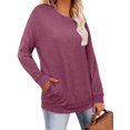 thumbnail image 3 of Womens Tops Color Block Pullover Long Sleeve T Shirts with Pockets Crew Neck Tunic Blouse, 3 of 5