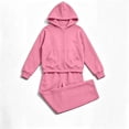 thumbnail image 5 of Husipze 2 Piece Sweatsuit for Girls Fleece Zip Relaxed Fit Hoodie Sweatshirt Oversized Wide Leg Elastic Waist Sweatpants Outfits Pink 9-10 Years, 5 of 9