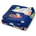 thumbnail image 4 of Space Blanket for Kids Boys Space Throw Blanket Galaxy Astronaut Planet Pattern Blanket Space Travel Blanket Lightweight Super Warm Soft Cozy Plush Fleece Flannel Blanket for Sofa Navy Blue 50"X40", 4 of 6