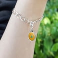 thumbnail image 3 of Meditating Gumby with Peace Sign Antiqued Bracelet Pendant Zipper Pull Oval Charm with Lobster Clasp, 3 of 3