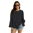 thumbnail image 4 of Xmarks Women's Lantern Sleeve Crewneck Loose Babydoll Shirt Loose Blouse, 4 of 11