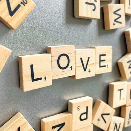 52 PC Wood Magnetic Letter Tiles Magnets | Big Large Square Wooden Alphabet Letters Tile Magnet Pieces for Fridge Refrigerator wall | Fun novalty Decorative Game Board for Adults
