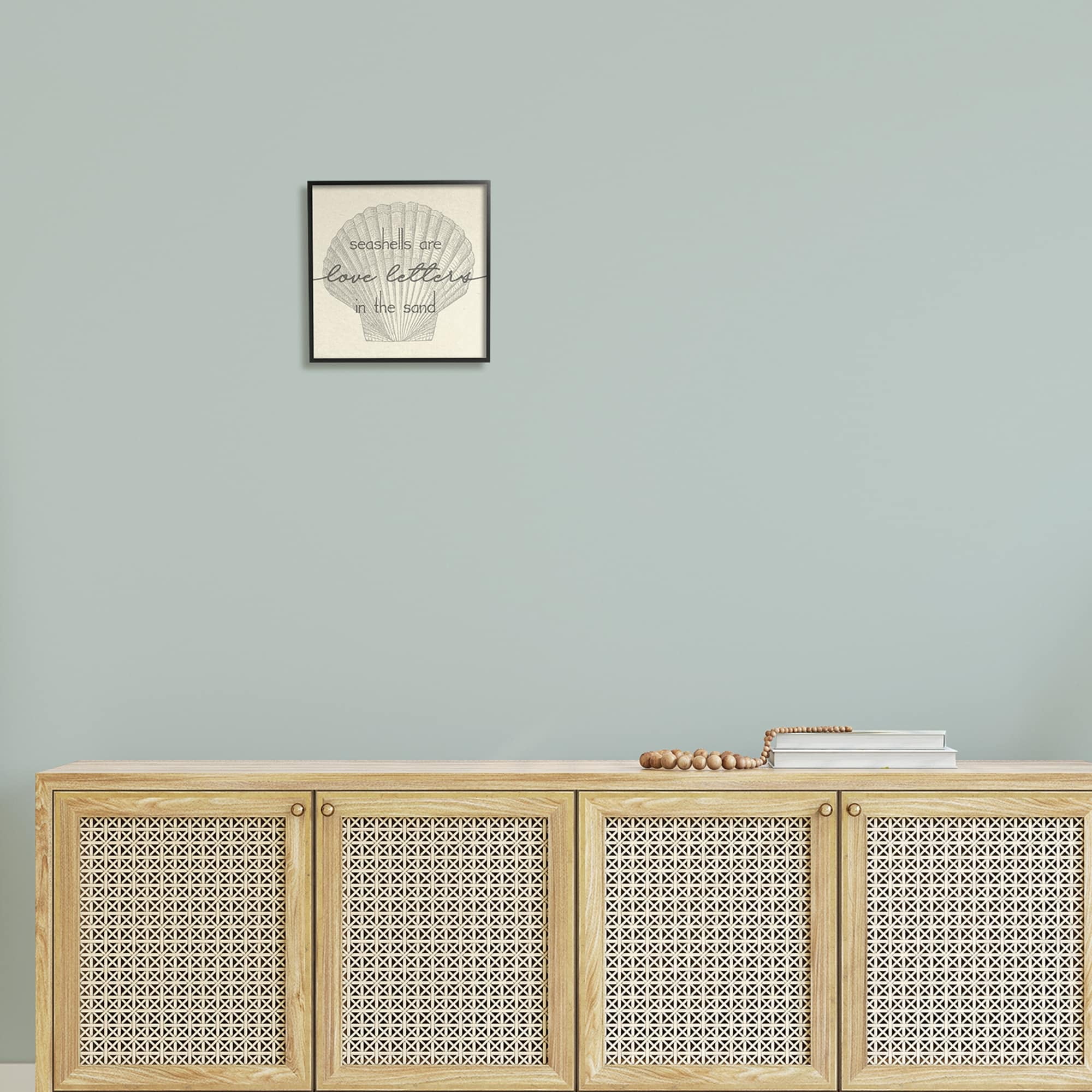 Stupell Industries Seashells are Love Letters Etched Beach Quote Drawing Framed Wall Art, 24 x 24, Design by Daphne Polselli