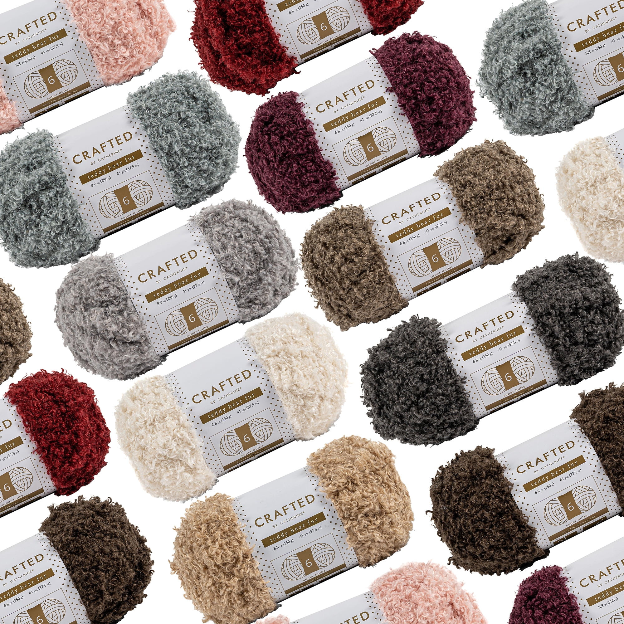 Crafted by Catherine Beige Teddy Bear Faux Fur Super Bulky Yarn, 41 yards, 8.8oz/250g (2 Pack)