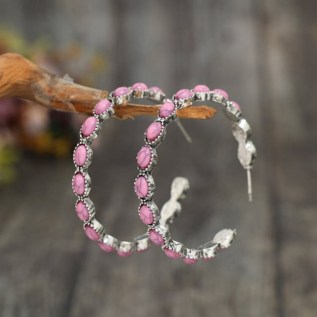 Xiao Hua Pendientes colgantes de estilo retro, nuevos y únicos, para mujer, estilo étnico bohemio vintage (rosa)