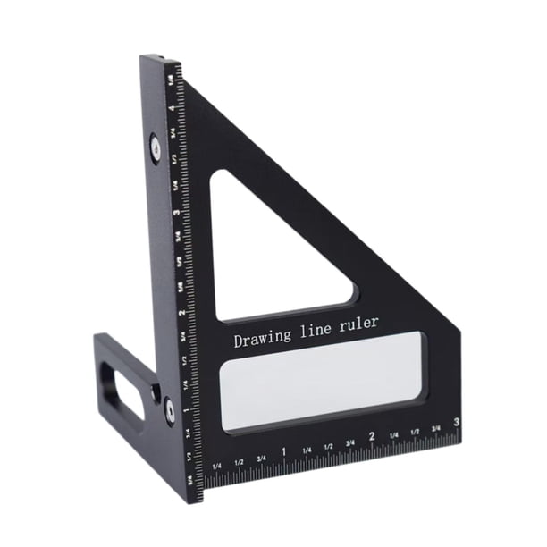 Regla de medición de ángulo múltiple 45/ de alta regla de alta precisión Triángulo de protractor cuadrado para carpintería de carpintería de 8.5x7.9x11.2cm