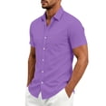 thumbnail image 5 of Miqool Men's Button Up Shirt Short Sleeve Casual Business Dress Top with Chest Pocket Turn Down Collar Lightweight Summer Work Blouse, 5 of 8