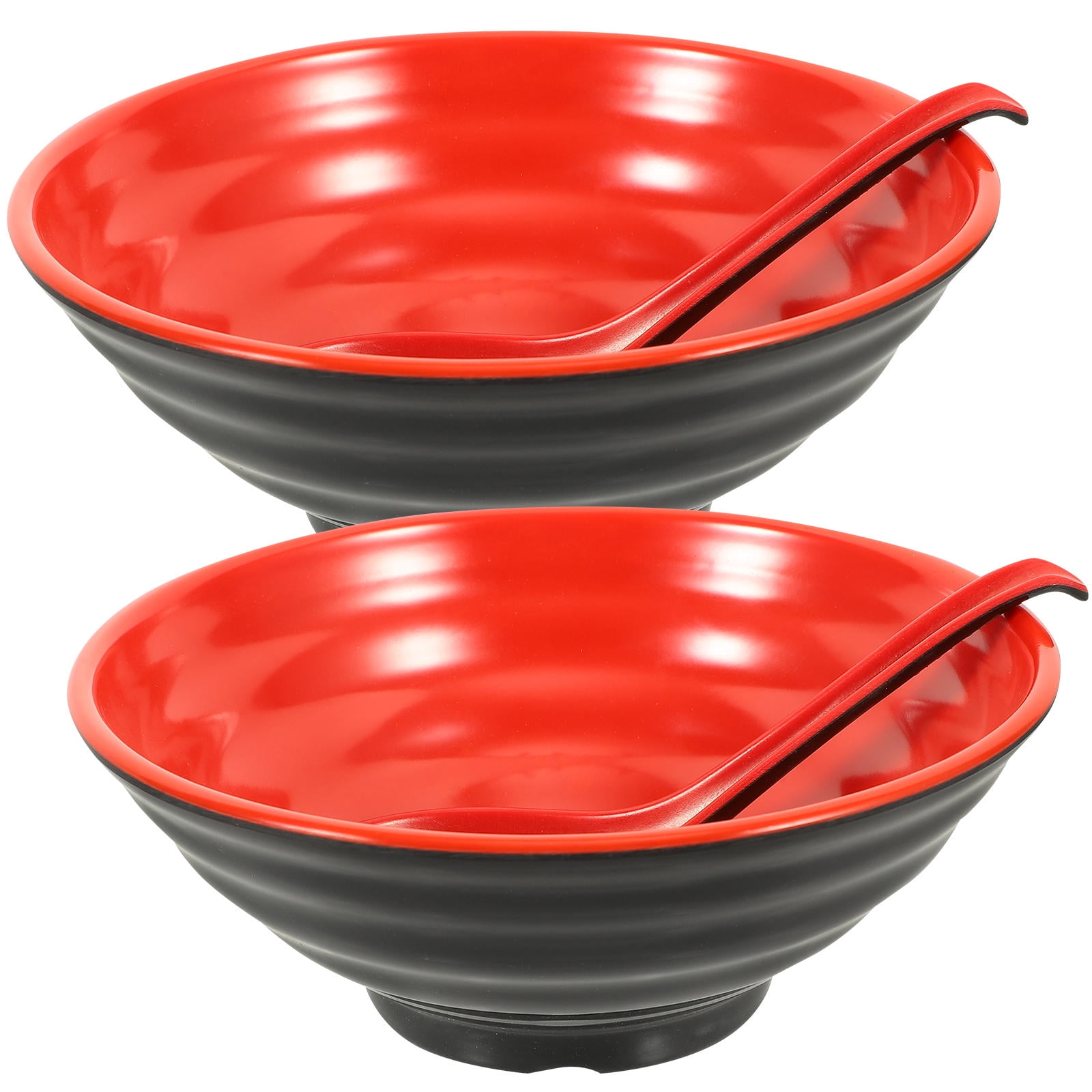 PAMINGONO Set of 2 Red Round Ramen Noodle Bowls 7.4 for Bars and Restaurants