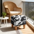 thumbnail image 4 of SCRAWLGOD Cow Print White Black Footstool Slipcover, Stretch Square Stool Furniture Protector Footstool Cover with Elastic Bottom Foot Rest Covers, 4 of 7