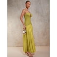 thumbnail image 4 of Green Solid Halter Tie Maxi Dress With Pleated Skirt And Keyhole Bust Detail, 4 of 8