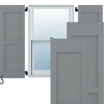 Ekena Millwork 12"W x 40"H Americraft Two Equal Flat Panel Exterior Real Wood Shutters (Per Pair), Ocean Swell