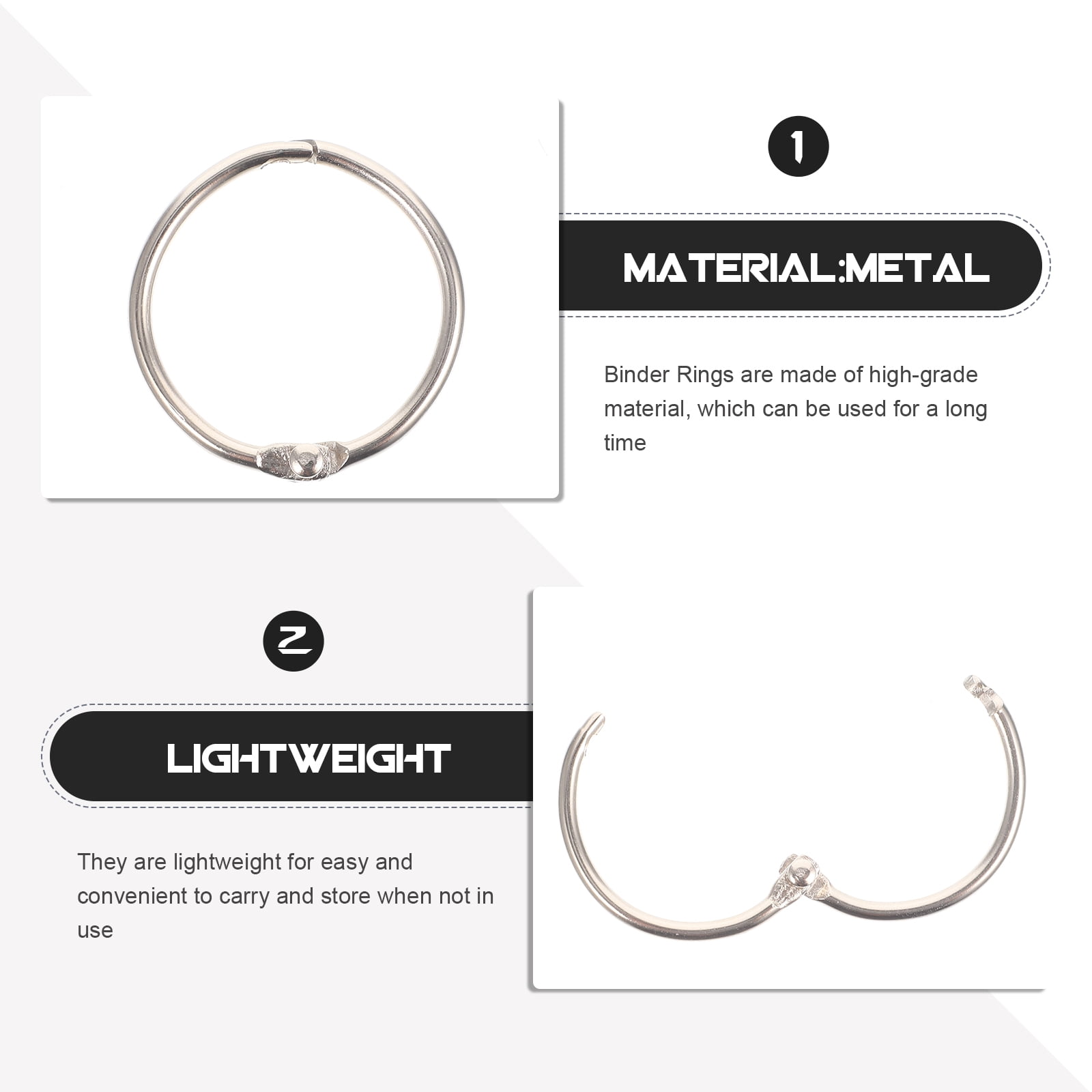 WORGEOUS 300 Pcs  Reusable Binder Rings Wear-resistant Key Rings Multi-function Book Rings Keys Accessory