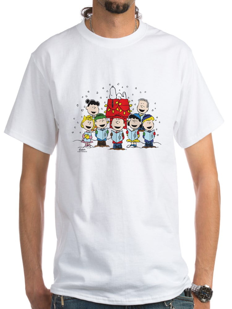 CafePress CafePress Peanuts Gang Christmas White T Shirt Men's
