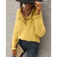 thumbnail image 4 of BTFBM Womens Sweaters Fall Winter Clothes Long Sleeve Button Down Ruffle Crew Neck Casual Knitted Pullover Tops, 4 of 7