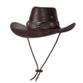 thumbnail image 2 of Unisex Faux Leather Cowboy Hat, Embossed Leaf Pattern, Wide Brim Western Hat, 2 of 7
