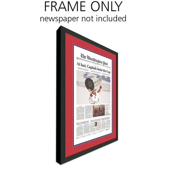 12.5x22 Newspaper Frame with Red and Blue Double Mat Made to Display Newspapers Measuring