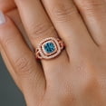 thumbnail image 4 of Gem Stone King 18K Rose Gold Plated Silver London Blue Topaz and White Moissanite Ring for Women (2.09 Cttw, Gemstone Birthstone, Cushion Cut 6MM, Size 9), 4 of 4