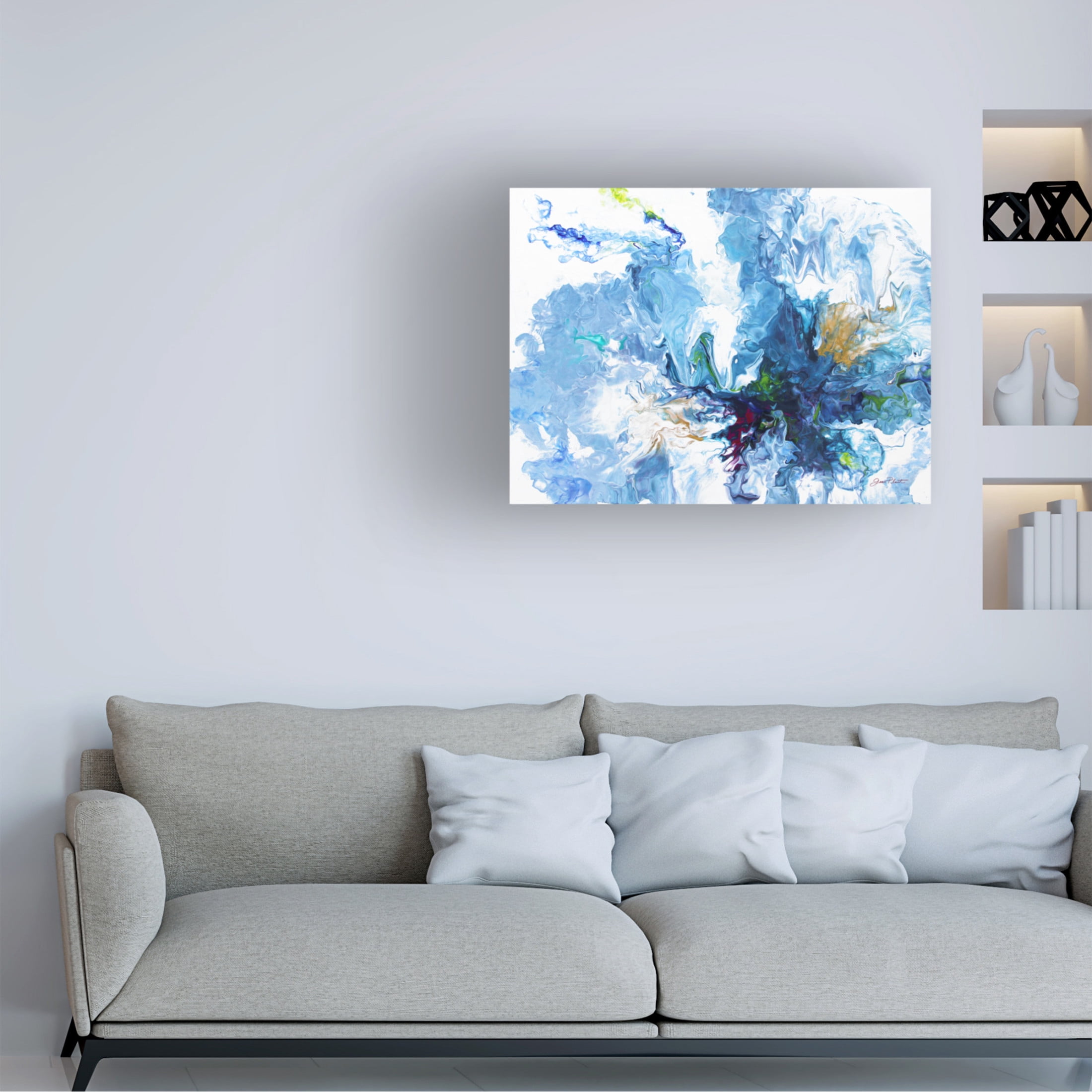 Canvas Wall Art - Jean Plout 'Abstract Pouring G' Wall Art for Living Room, Bedroom, or Office Décor by Trademark Fine Art - 47 x 35 Inches