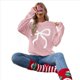 thumbnail image 2 of Suéter de Punto Y2K para Mujer, Cuello Redondo, Larga, Jersey de Punto Extragrande con Ribete en Contraste. Rosa M, 2 of 7