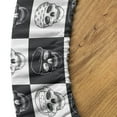 thumbnail image 5 of Ambesonne Skull Fitted Round Tablecloth, Checkered Squares Gothic Art, 40"- 44" Diameter, Dark Blue Grey and White, 5 of 5