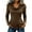 Brown, variant on Womens Fitted Long Sleeve Shirts Cowl Neck Ribbed Tops with Metallic Ring Detail Soft Lightweight V-Neck Spring Ladies Tops Solid Color Blouses (Gray,M)