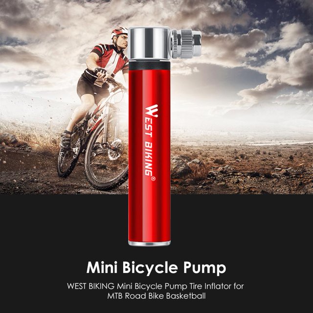 Bicicleta WEST BIKING Mini Bomba de Ndcxsfigh Inflador de Neumáticos para MTB Baloncesto (Rojo)