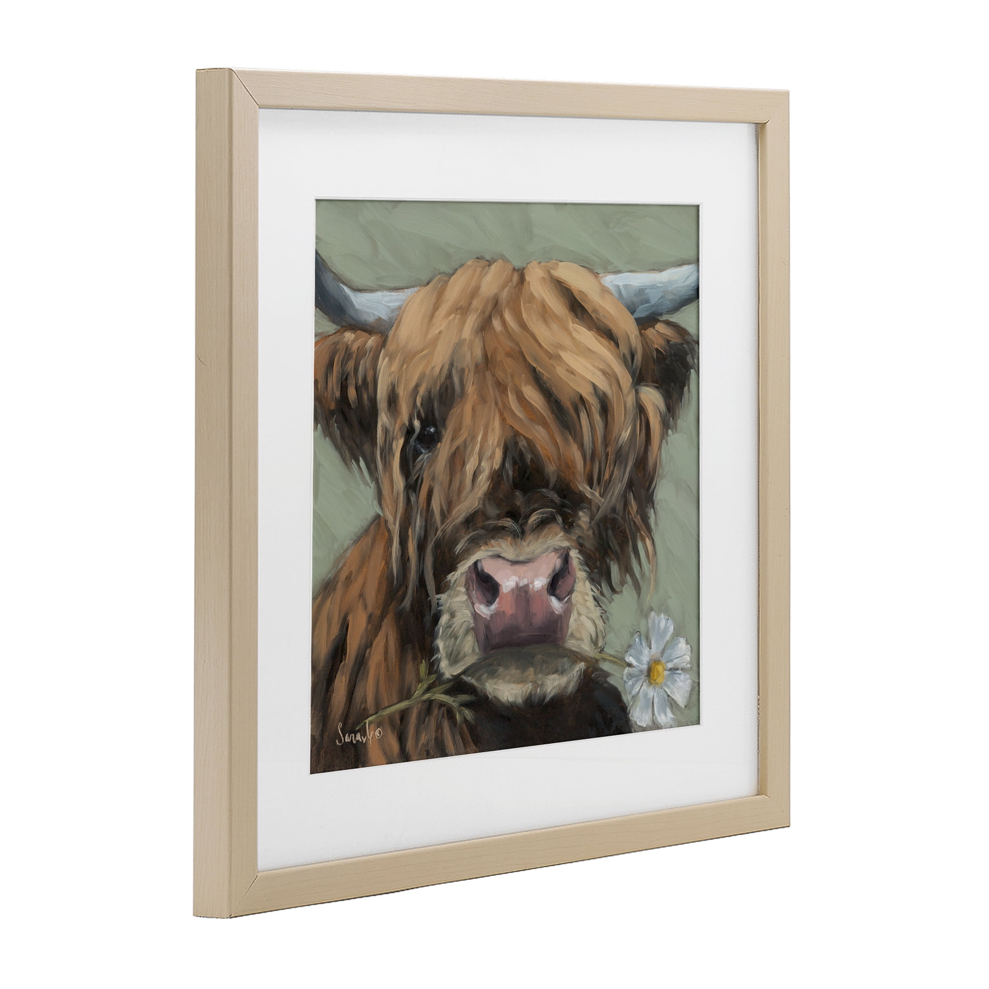 Stupell Industries Blossom Babe Cattle Birch Framed Print Under Glass, design by Sara G. Designs
