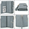 thumbnail image 3 of UTO Wallets for Women Vegan Leather RFID Blocking Trifold Purse Card Holder Ladies Clutch Phone Wristlet(Grey Blue), 3 of 7