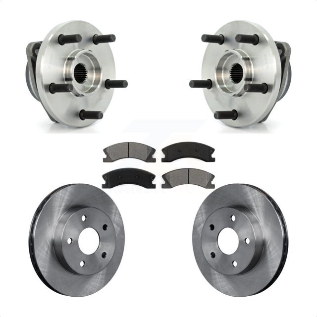 Transit Auto Front Hub Bearing Assembly Disc Brake Rotors and Semi-Metallic Pads Kit for Car Jeep Grand Cherokee KBB-105555