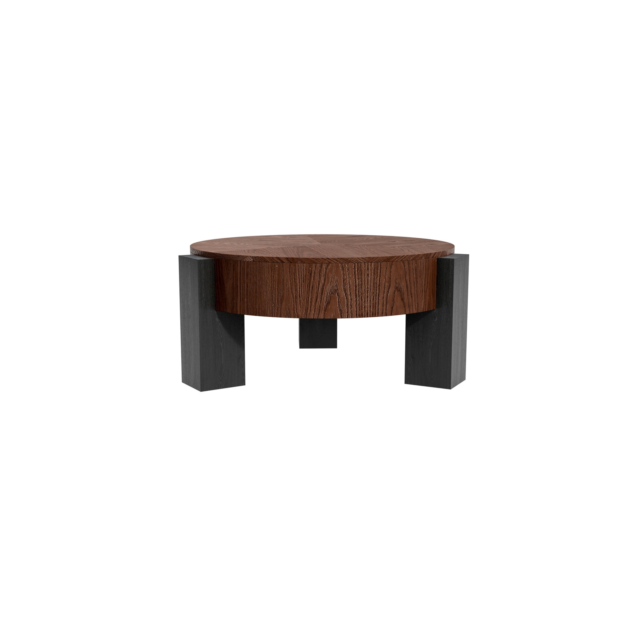 Noble House Lira 33" Round Coffee Table with Hidden Storage, Sturdy Accent Table for Living Room, Small Space, Walnut