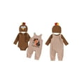 thumbnail image 2 of BemeyourBBs Thanksgiving Baby Boy Outfit Romper Plaid Overall Pants Turkey Hat, 2 of 9