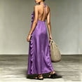 thumbnail image 5 of Women's Halter Neck Maxi Dress, Sexy Open Back Ruffle Beach Sundress, Boho Long Flowy Vacation Dress, Elegant Sleeveless Swing Gown for Pool Party, S-2XL, 5 of 5