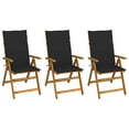 thumbnail image 1 of vidaXL Folding Garden Chairs 3 pcs with Cushions Solid Acacia Wood, 1 of 5